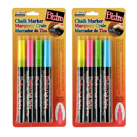 MARVY UCHIDA Chalk Marker Set, Fine Tip, Assorted Fluorescent, PK8 UCH4824A